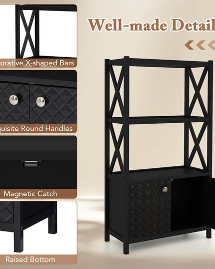 Giantex Storage Cabinet, Freestanding Storage Organizer with Open Shelves, Double Doors