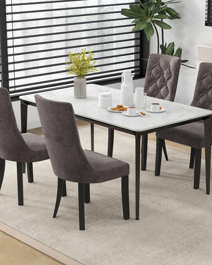 Giantex Tufted Dining Chairs, Upholstered Kitchen Chairs w/High Backrest, Rubber Wood Legs