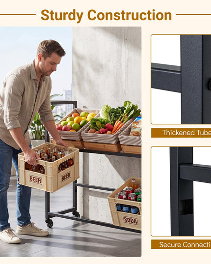Giantex 2-Tier Drink Crate Rack with 4 Universal Wheels