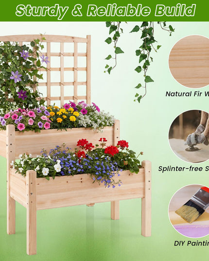 Giantex Raised Garden Bed with Trellis for Patio Backyard Balcony