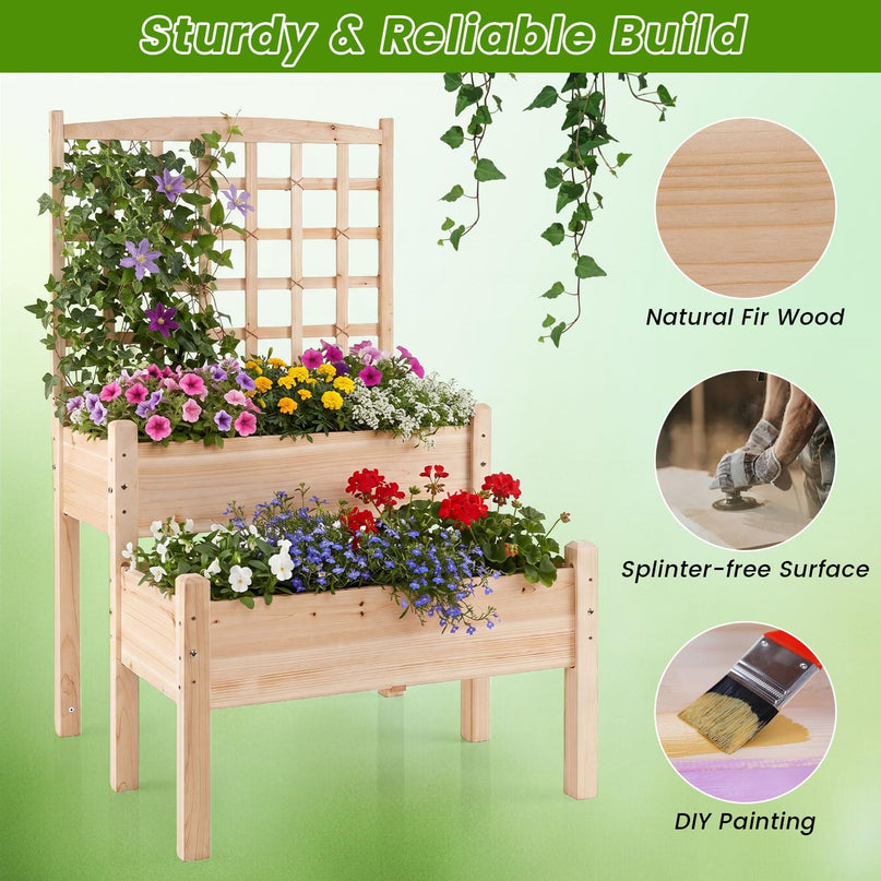 Giantex Raised Garden Bed with Trellis for Patio Backyard Balcony