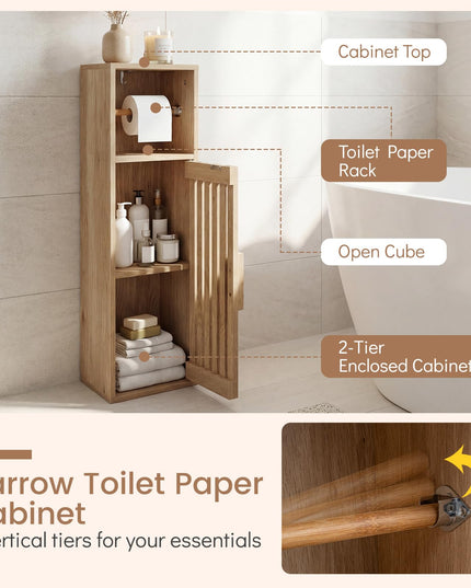 Giantex Slim Bathroom Cabinets Freestanding Toilet Paper Holder Stand