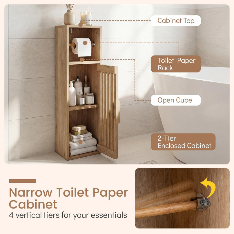 Giantex Slim Bathroom Cabinets Freestanding Toilet Paper Holder Stand