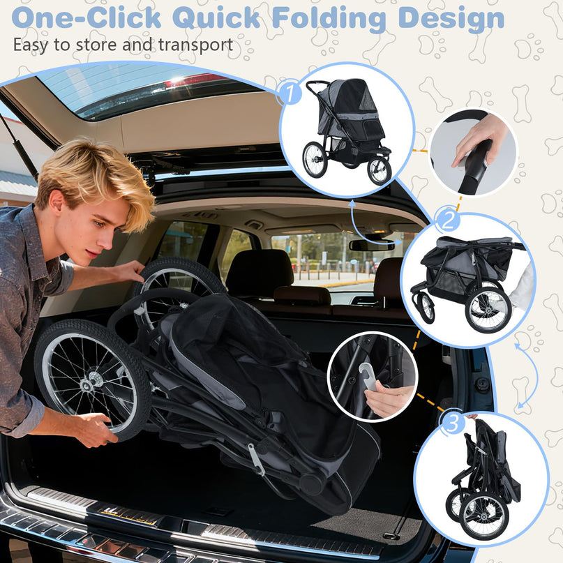 Giantex Dog Stroller for Small & Medium Dogs Cats Foldable Pet Stroller