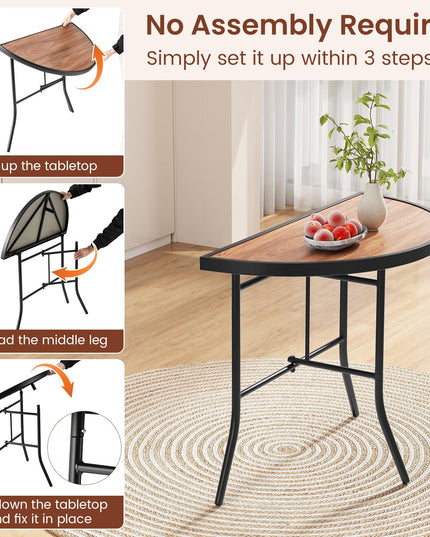 Giantex Half Round Folding Table Half Moon Dining Table