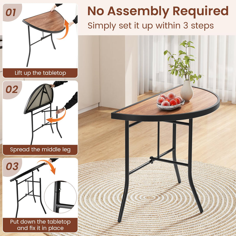 Giantex Half Round Folding Table Half Moon Dining Table