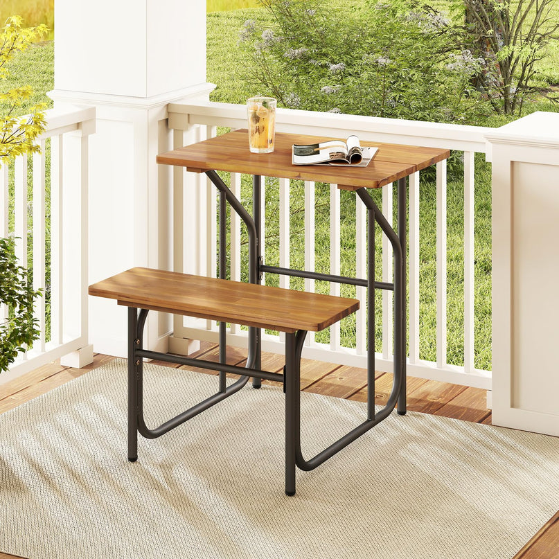 Giantex Single Picnic Table Bench Set with Rectangular Tabletop