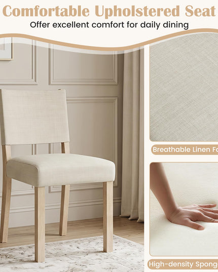 Set of 2/4 Upholstered Dining Chairs with Linen Fabric Seat
