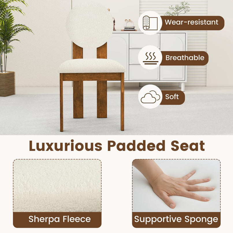 Giantex Sherpa Dining Chairs Set of 2/4 w/Rubber Wood Legs