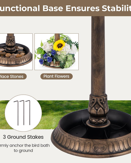 Giantex 42 inch Bird Bath Solar Lighted