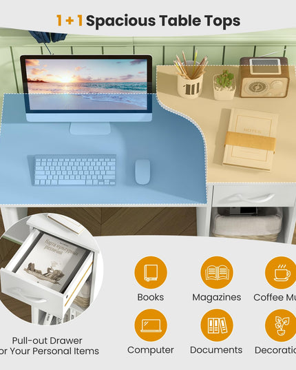 Giantex Computer Desk with Storage, Modern PC Laptop Table with 5-Position Adjustable Shelf