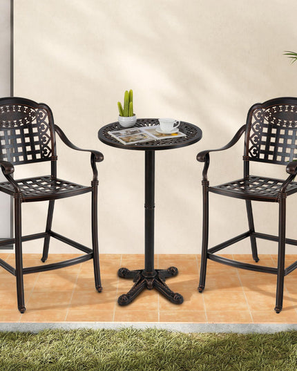 Giantex Lot de 2/4 tabourets de bar d'extérieur 65 cm Chaise de bar en aluminium moulé hauteur comptoir
