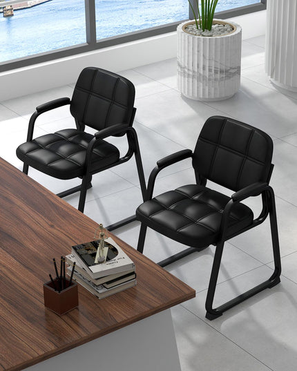 Giantex Waiting Room Chairs, Reception Guest Chair with Padded Armrests, Metal Frame & Sled Base