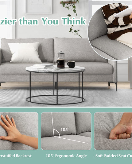 Giantex Upholstered Sofa Couch, 76" Modern Grey Loveseat