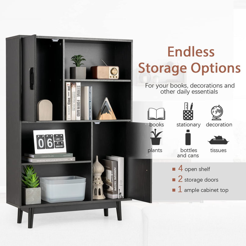 Giantex Storage Cabinet with Legs 4-Tier Bookshelf for Books & Photos