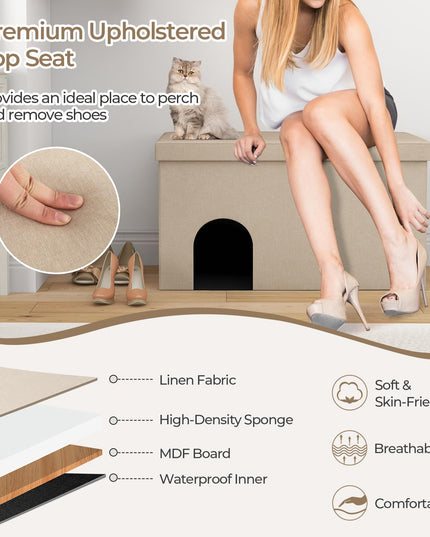 Giantex Cat Litter Box Enclosure - Hidden Cat Litter Box Furniture Ottoman