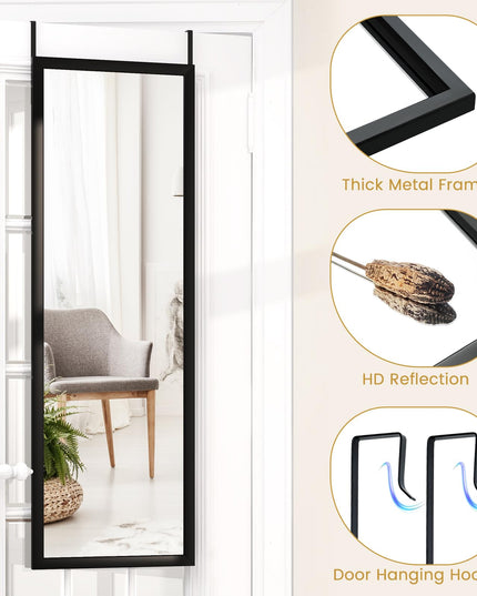 CHARMAID Over The Door Full Length Mirror, Arched Full Body Mirror