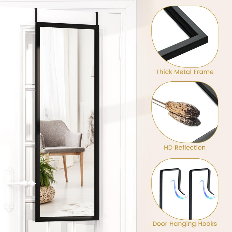 CHARMAID Over The Door Full Length Mirror, Arched Full Body Mirror