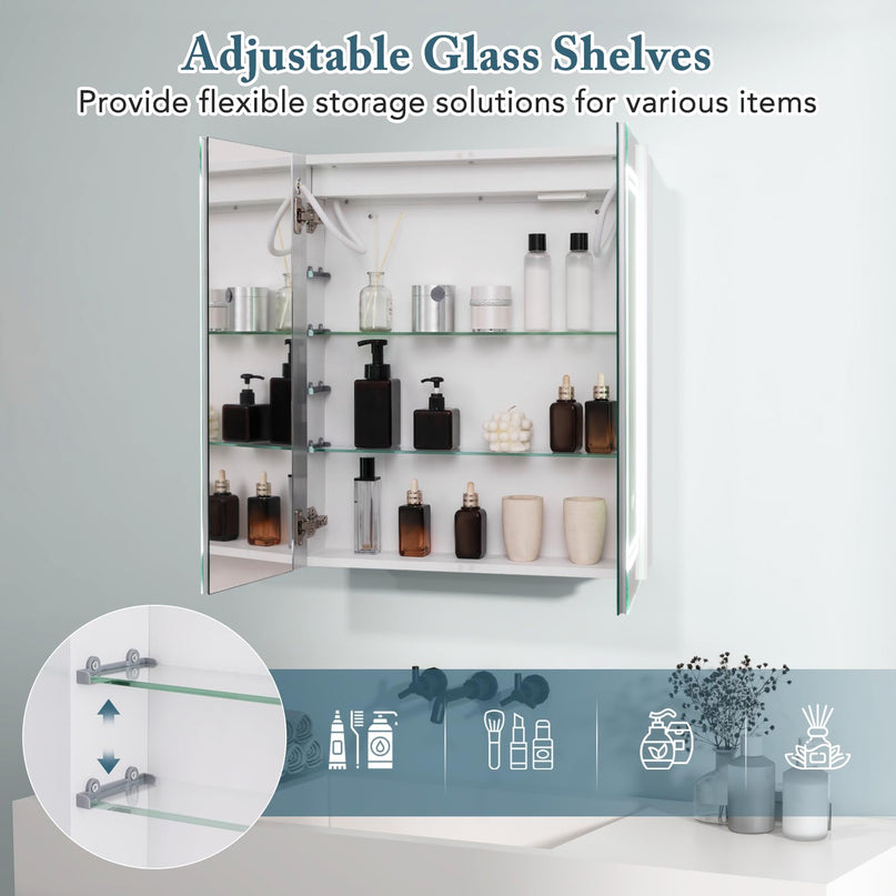 Giantex  LED Lighted Bathroom Mirror Cabinet with 3 Light Colors