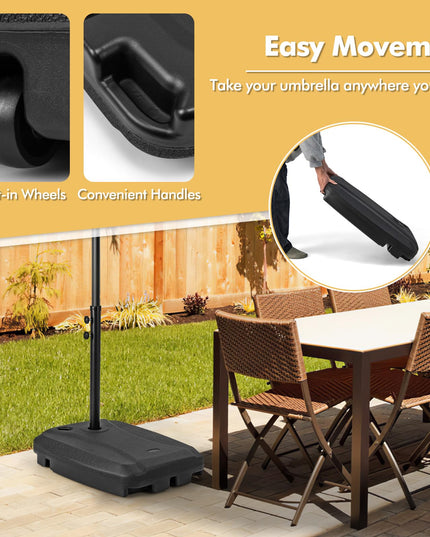 Giantex Offset Patio Umbrella Base - 198 lbs Fillable Cantilever Umbrella Stand with Wheels