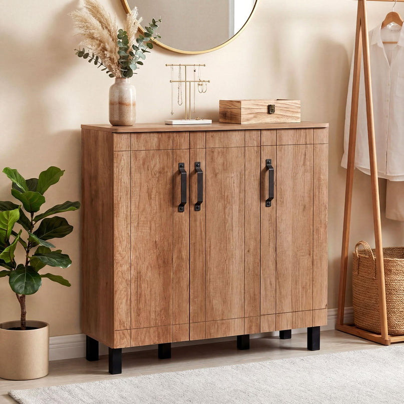 Meuble à chaussures en bois à 5 niveaux Giantex avec 3 portes