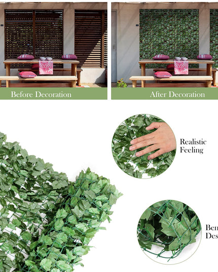Artificial Hedges Faux Ivy Leaves Fence Decorative Trellis Privacy Fence Screen Mesh (59"x95")