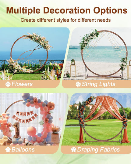 Giantex 7.4 FT Round Solid Wood Arbor for Ceremony Wedding Backdrop Stand