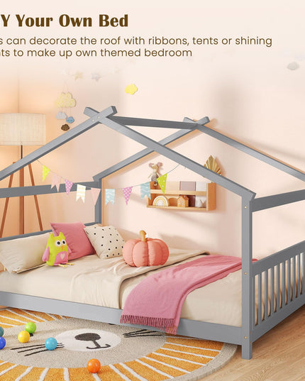 Giantex Full Size Floor Bed for Kids Teens Girls Boys