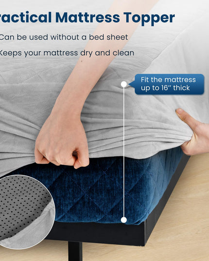 Giantex Mattress Topper Cover, Soft Velvet Mattress Protector with Deep Pockets