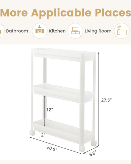 Giantex 2 Pack 3 Tier Slim Rolling Storage Cart with Wheels, Detachable Utility Cart with Drainage Holes