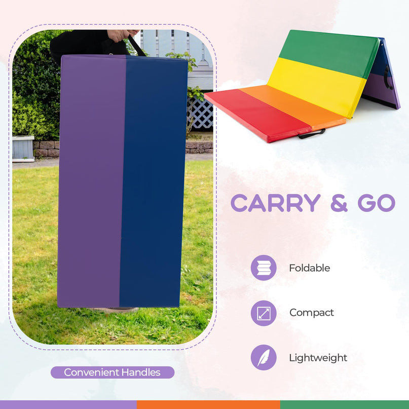 Giantex 6'x4'x2 Gymnastics Mat, Folding Anti-Tear Tumbling Mat