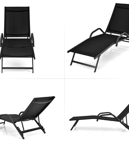 Giantex Lounge Chairs for Outside - Set of 2 Outdoor Chaise Lounge with 5 Adjustable Position