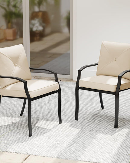 Giantex 2 Pieces Patio Chairs, Outdoor Lawn Chairs with Removable Cushions