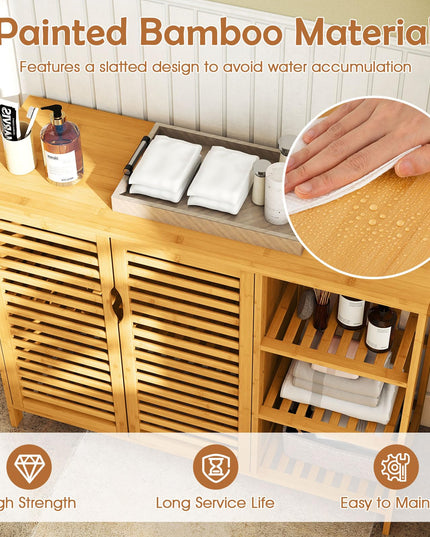 Giantex Bamboo Bathroom Storage Cabinet for Living Room