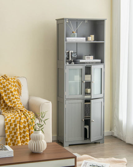 Giantex 64" Tall Bathroom Storage Cabinet, Freestanding Kitchen Pantry Cupboard with 2 Cabinets