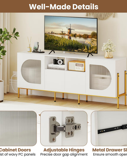 Giantex White TV Stand for TVs up to 70", Modern Entertainment Center