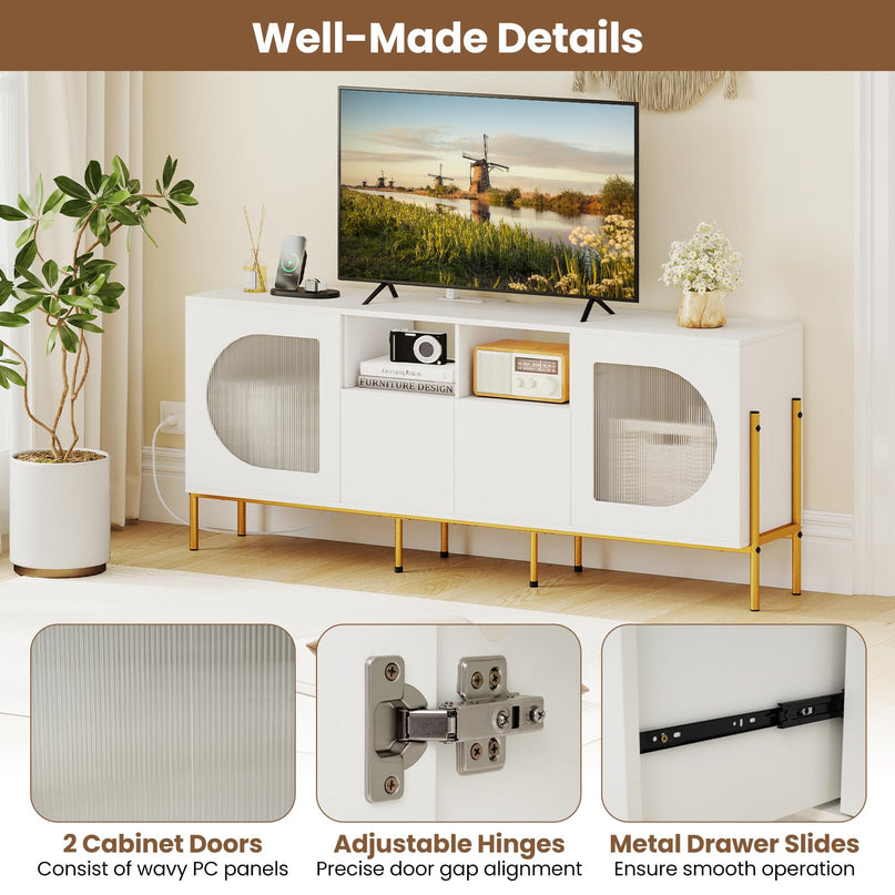 Giantex White TV Stand for TVs up to 70", Modern Entertainment Center