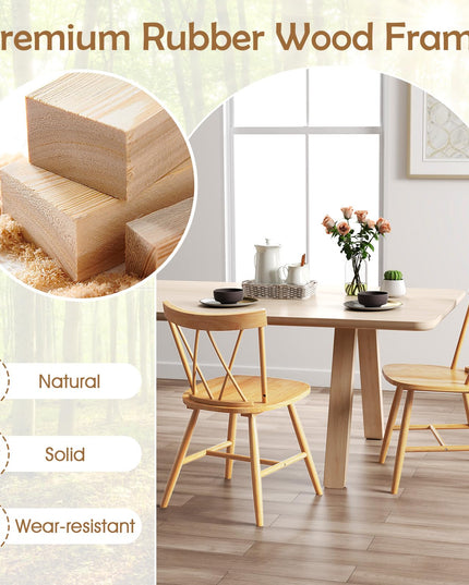 Giantex Wooden Dining Chairs Set of 2/4, Farmhouse Windsor Kitchen Chairs w/Cross Back, Wide Seat