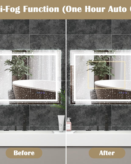 LED Bathroom Mirror, Lighted Beveled Edge Vanity Mirror Wall Mounted