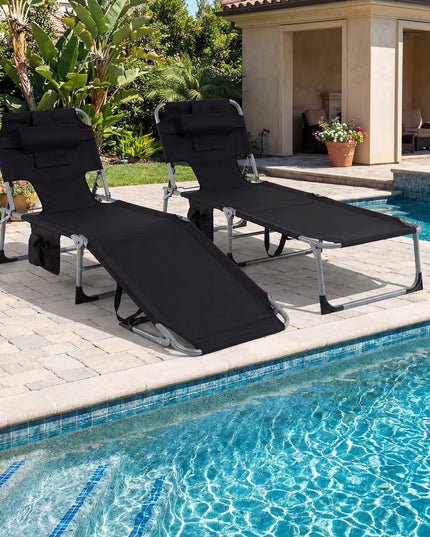 Chaise longue Giantex pliante pour la plage avec trou pour le visage, oreiller lavable, poche