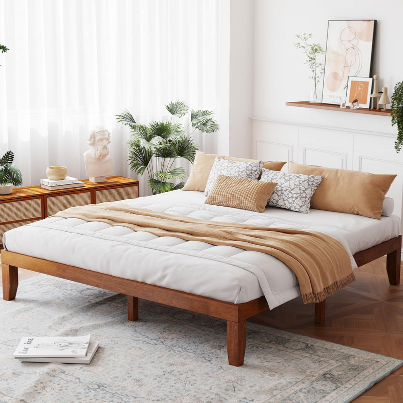 No Box Spring Needed 14 Inch Solid Wood Platform Bed Frame