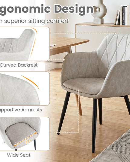 Giantex Dining Chairs Set of 2/4 Upholstered PU Leather Kitchen Chair