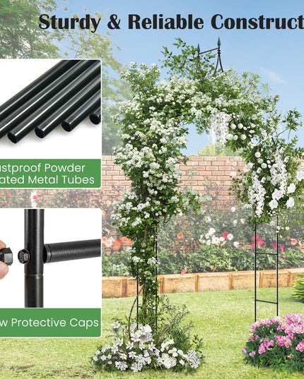 Giantex Metal Garden Arbor Wedding Arch, 9.5 FT Wedding Arbor for Ceremony, Pergola Arbor for Climbing Plant Roses Vines