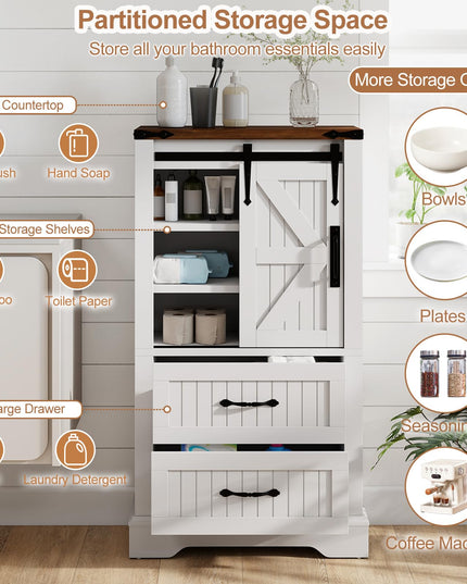 Giantex Bathroom Storage Cabinet w/Sliding Barn Door for Living Room