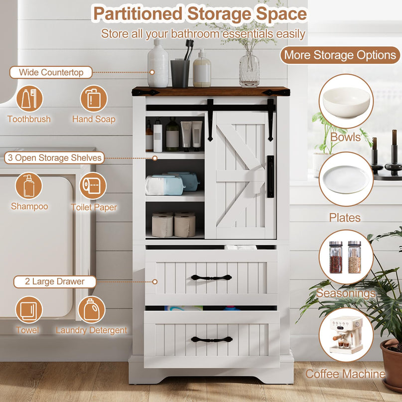 Giantex Bathroom Storage Cabinet w/Sliding Barn Door for Living Room
