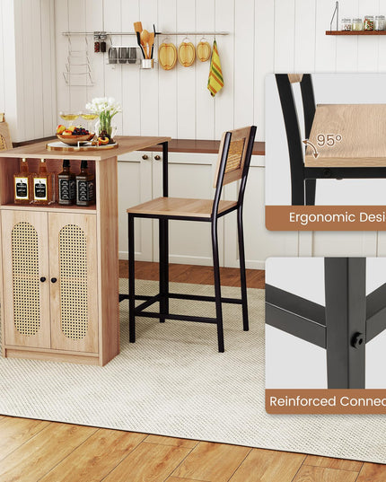 Giantex 3-Pcs Boho Rattan Dining Table Set for 2