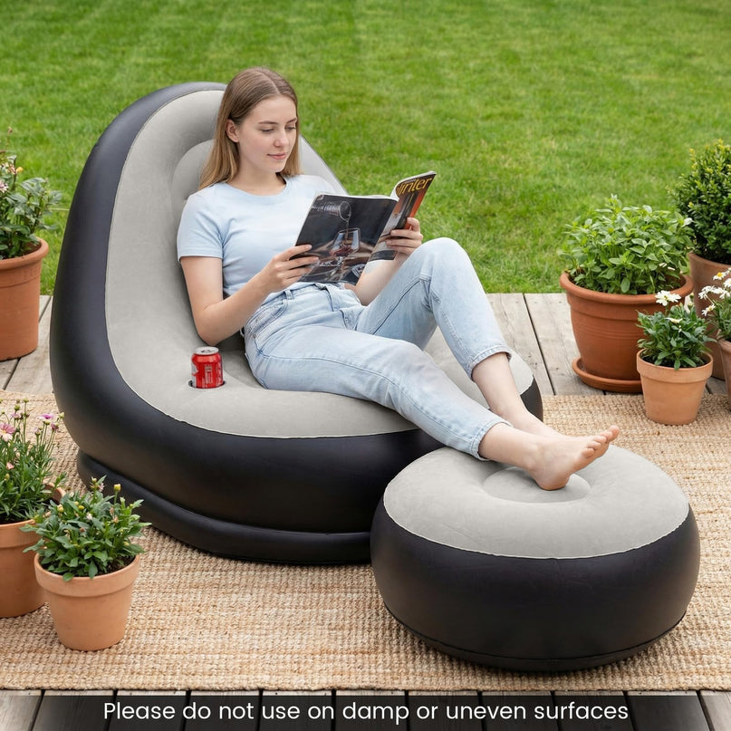 Fauteuil gonflable Giantex avec pouf pour adultes