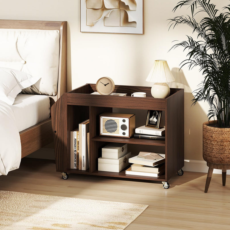 Giantex Rolling End Table with Storage for Study Living Room Bedroom
