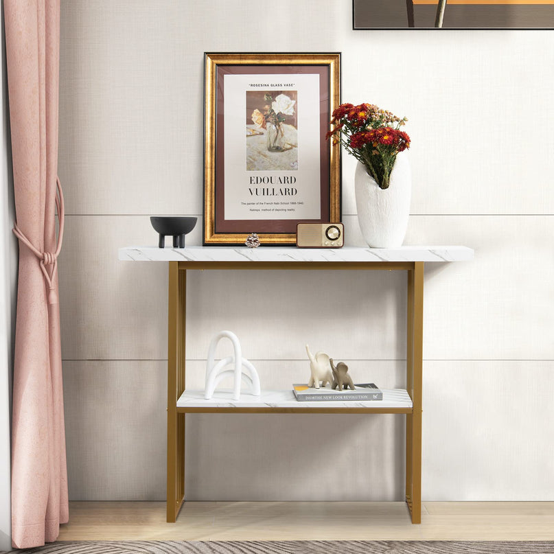 Giantex Console Table Sofa Table - 48" Faux Marble Entryway Table