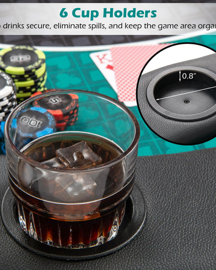 Giantex 48" Poker Table Top, 6 Player Foldable Round Blackjack Poker Table Topper w/Carrying Bag